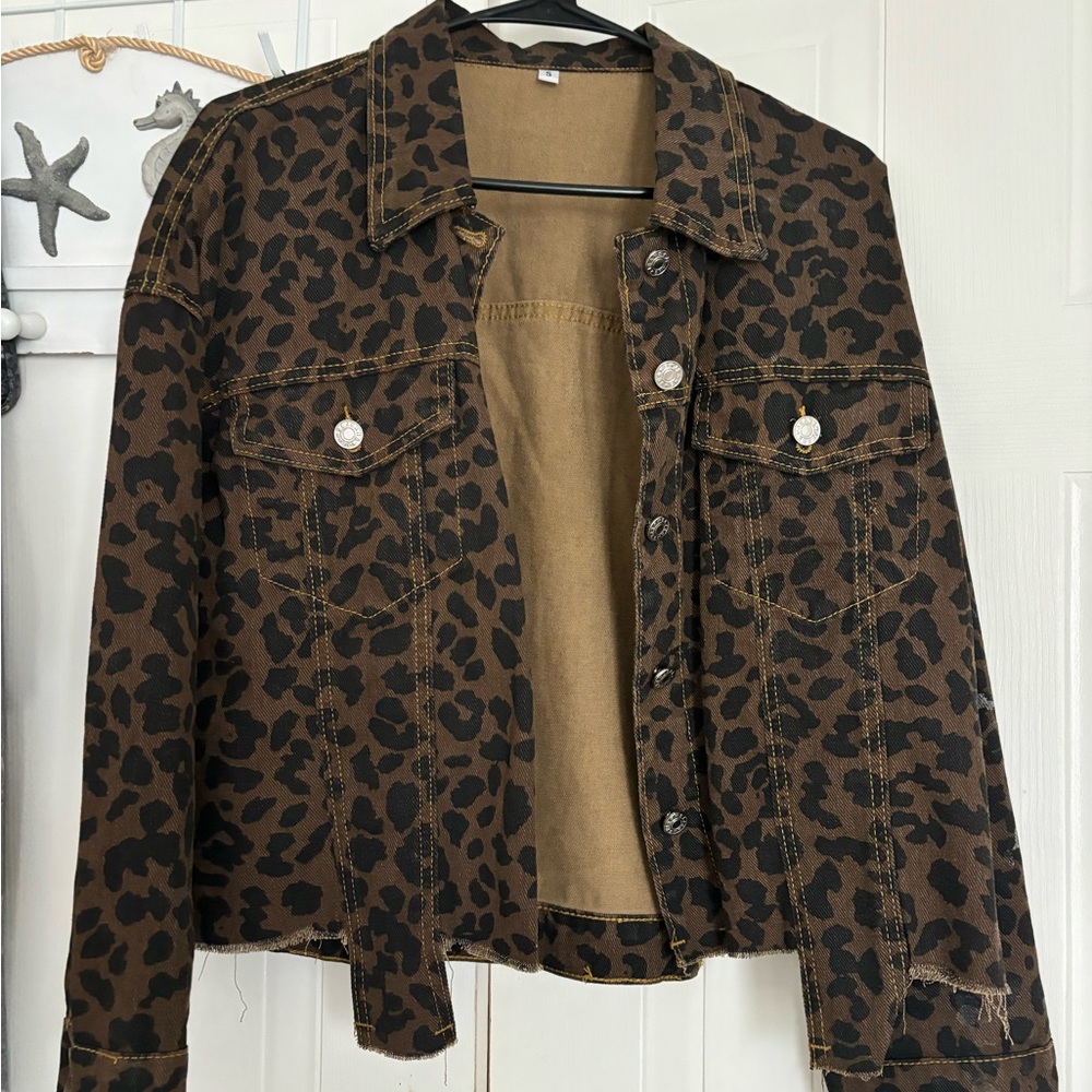 Women's cheetah style/denim/boutique jacket
